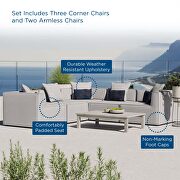 Gray finish outdoor patio upholstered 5-piece sectional sofa by Modway additional picture 10