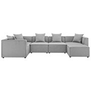 Gray finish outdoor patio upholstered 6-piece sectional sofa by Modway additional picture 2
