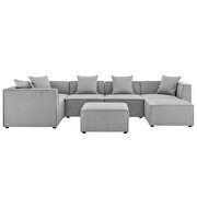 Gray finish outdoor patio upholstered 7-piece sectional sofa additional photo 2 of 11
