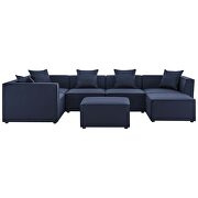 Navy finish outdoor patio upholstered 7-piece sectional sofa additional photo 2 of 11