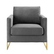 Performance velvet accent chair in gold gray additional photo 4 of 8