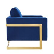 Performance velvet accent chair in gold navy additional photo 4 of 8