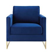 Performance velvet accent chair in gold navy additional photo 5 of 8