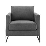 Upholstered fabric accent chair in black charcoal additional photo 5 of 8