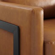Vegan leather accent chair in black tan additional photo 2 of 8