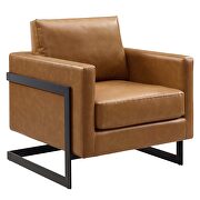 Vegan leather accent chair in black tan additional photo 5 of 8