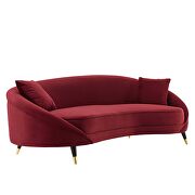 Maroon finish curved back performance velvet sofa by Modway additional picture 2