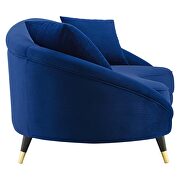 Navy finish curved back performance velvet sofa additional photo 3 of 6