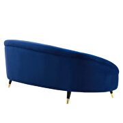 Navy finish curved back performance velvet sofa additional photo 4 of 6