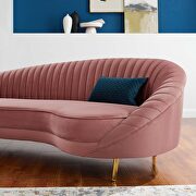 Channel tufted performance velvet sofa in dusty rose additional photo 3 of 7