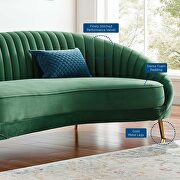 Channel tufted performance velvet sofa in emerald additional photo 2 of 7