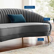 Channel tufted performance velvet sofa in gray additional photo 2 of 7