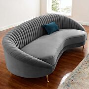Channel tufted performance velvet sofa in gray additional photo 3 of 7