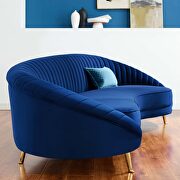 Channel tufted performance velvet sofa in navy additional photo 3 of 7