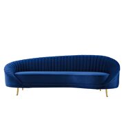 Channel tufted performance velvet sofa in navy additional photo 5 of 7