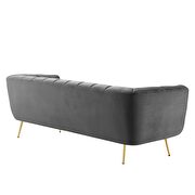 Channel tufted performance velvet sofa in gray additional photo 4 of 7