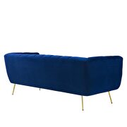 Channel tufted performance velvet sofa in navy additional photo 4 of 7