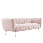 Channel tufted performance velvet sofa in pink additional photo 2 of 7