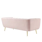 Channel tufted performance velvet sofa in pink additional photo 4 of 7