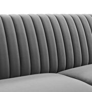 Channel tufted performance velvet sofa in gray additional photo 4 of 7