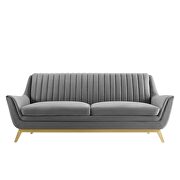 Channel tufted performance velvet sofa in gray additional photo 5 of 7