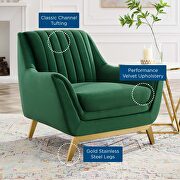 Emerald finish channel tufted performance velvet chair by Modway additional picture 7
