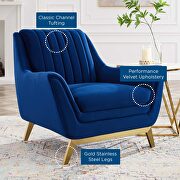 Navy finish channel tufted performance velvet chair by Modway additional picture 7