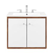 Wall-mount bathroom vanity in walnut white by Modway additional picture 7