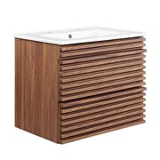 Wall-mount bathroom vanity in walnut white by Modway additional picture 10
