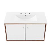 Wall-mount bathroom vanity in walnut white additional photo 5 of 9
