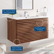 Wall-mount bathroom vanity in walnut white by Modway additional picture 11