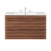 Wall-mount bathroom vanity in walnut white by Modway additional picture 6