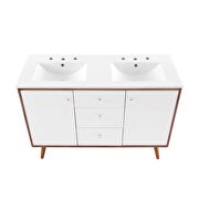 Double sink bathroom vanity in walnut white additional photo 5 of 10