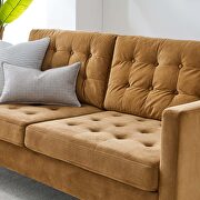 Tufted performance velvet sofa in cognac additional photo 2 of 8