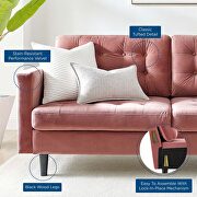 Tufted performance velvet sofa in dusty rose additional photo 2 of 8