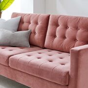 Tufted performance velvet sofa in dusty rose additional photo 3 of 8