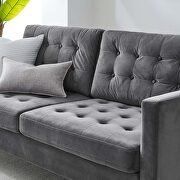 Tufted performance velvet sofa in gray additional photo 2 of 8
