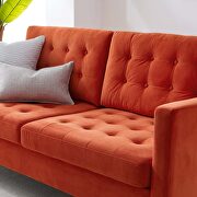 Tufted performance velvet sofa in orange additional photo 2 of 8