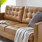 Tufted vegan leather sofa in tan additional photo 2 of 8