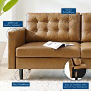 Tufted vegan leather sofa in tan additional photo 3 of 8