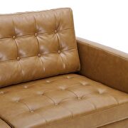 Tufted vegan leather sofa in tan additional photo 4 of 8
