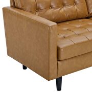 Tufted vegan leather sofa in tan additional photo 5 of 8