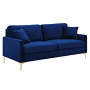 Navy finish performance velvet glam deco style sofa by Modway additional picture 2