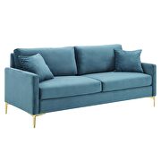 Sea blue finish performance velvet glam deco style sofa by Modway additional picture 2