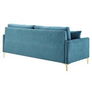 Sea blue finish performance velvet glam deco style sofa by Modway additional picture 4