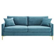 Sea blue finish performance velvet glam deco style sofa by Modway additional picture 5