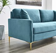 Sea blue finish performance velvet glam deco style sofa by Modway additional picture 10