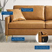 Vegan leather sofa in tan by Modway additional picture 2