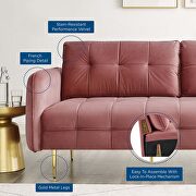 Tufted performance velvet sofa in dusty rose additional photo 2 of 10