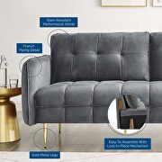 Tufted performance velvet sofa in gray additional photo 2 of 10
